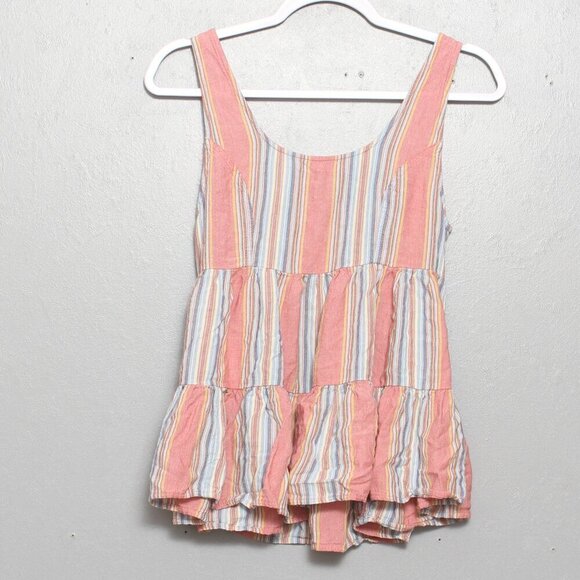 American Eagle striped linen viscose blend babydoll tank blouse - Picture 1 of 7